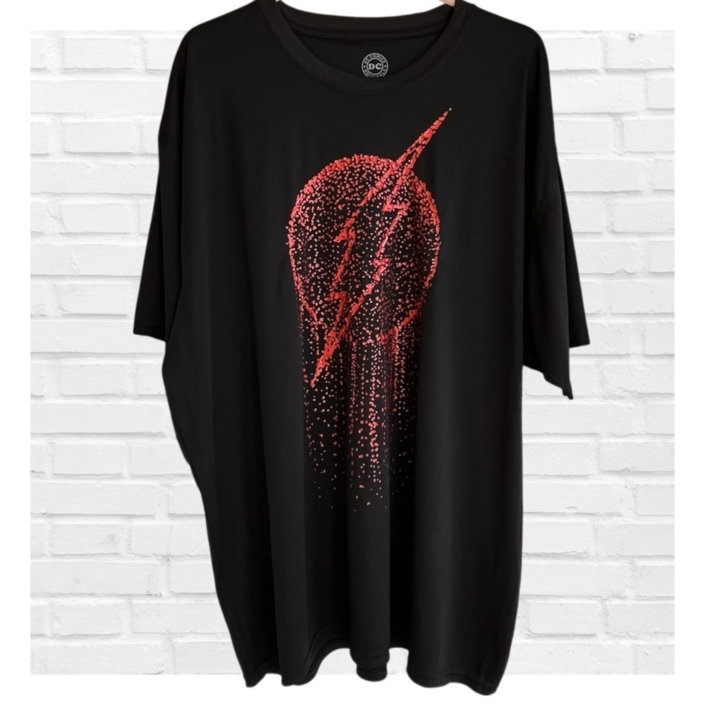 DC Comics 2XL The Flash Black Graphic Tee Satin Bleed Raining Blood Mens